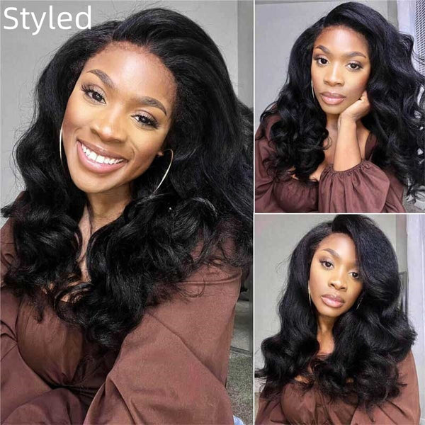 PRE-CUT EAR TAB 360 Lace Swiss Lace Body Wave With Invisible Adjustable Strap And Curly Edges All Around