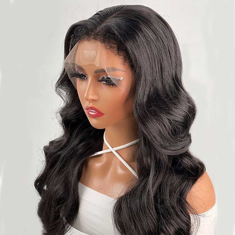 PRE-CUT EAR TAB 360 Lace Swiss Lace Body Wave With Invisible Adjustable Strap And Curly Edges All Around