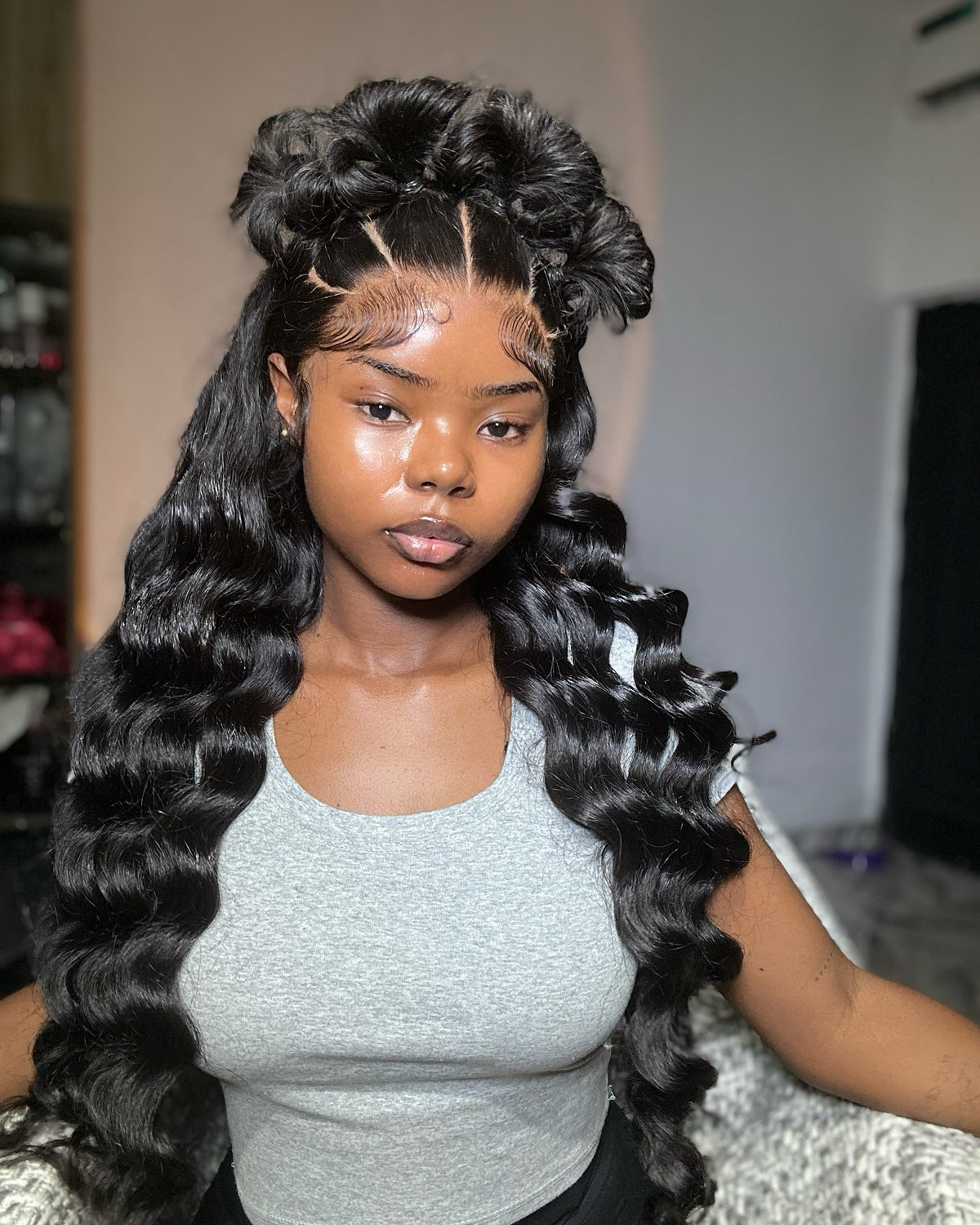 Upgraded "Mini Knotless" Full Lace/Whole Lace No Mesh Loose Deep Wave Wig