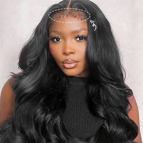 Natural Curly Edge Skin Melt Lace Frontal Wig Body Wave
