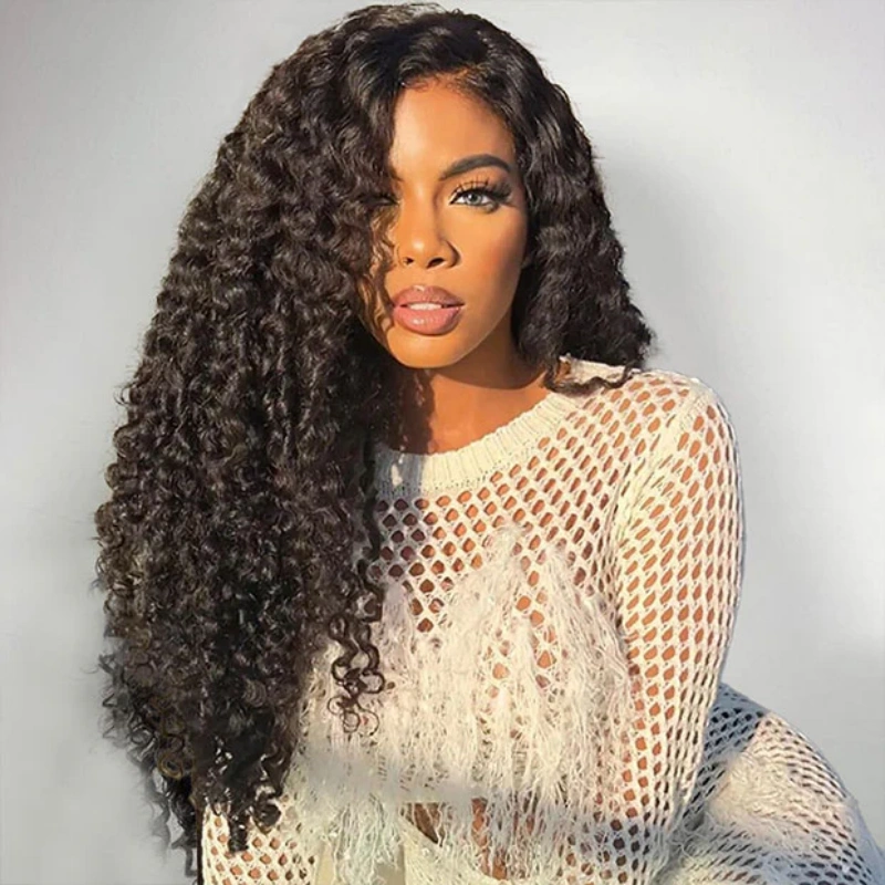 13x6 Full Frontal Drawstring  Pre-Cut Swiss Lace Closure Wig - Burmese Curly
