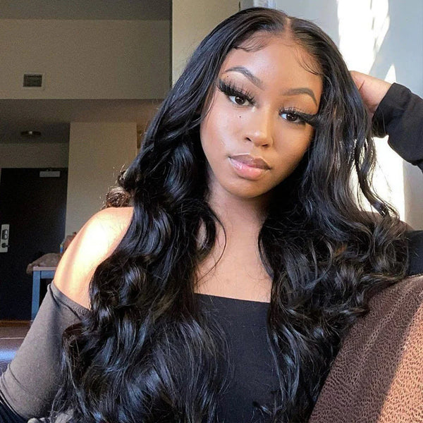 10x7 Max Parting Glueless Human Hair Drawstring Swiss Lace Wavy Wigs