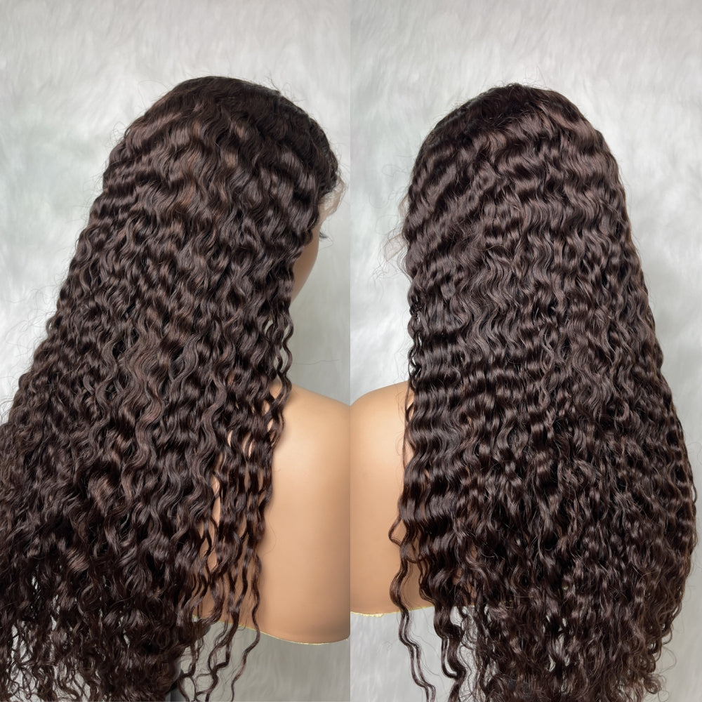 "Mini Knotless" 13x6 HD Lace Super Pre-Plucked Custom Hairline High Density Brown Curly Wig