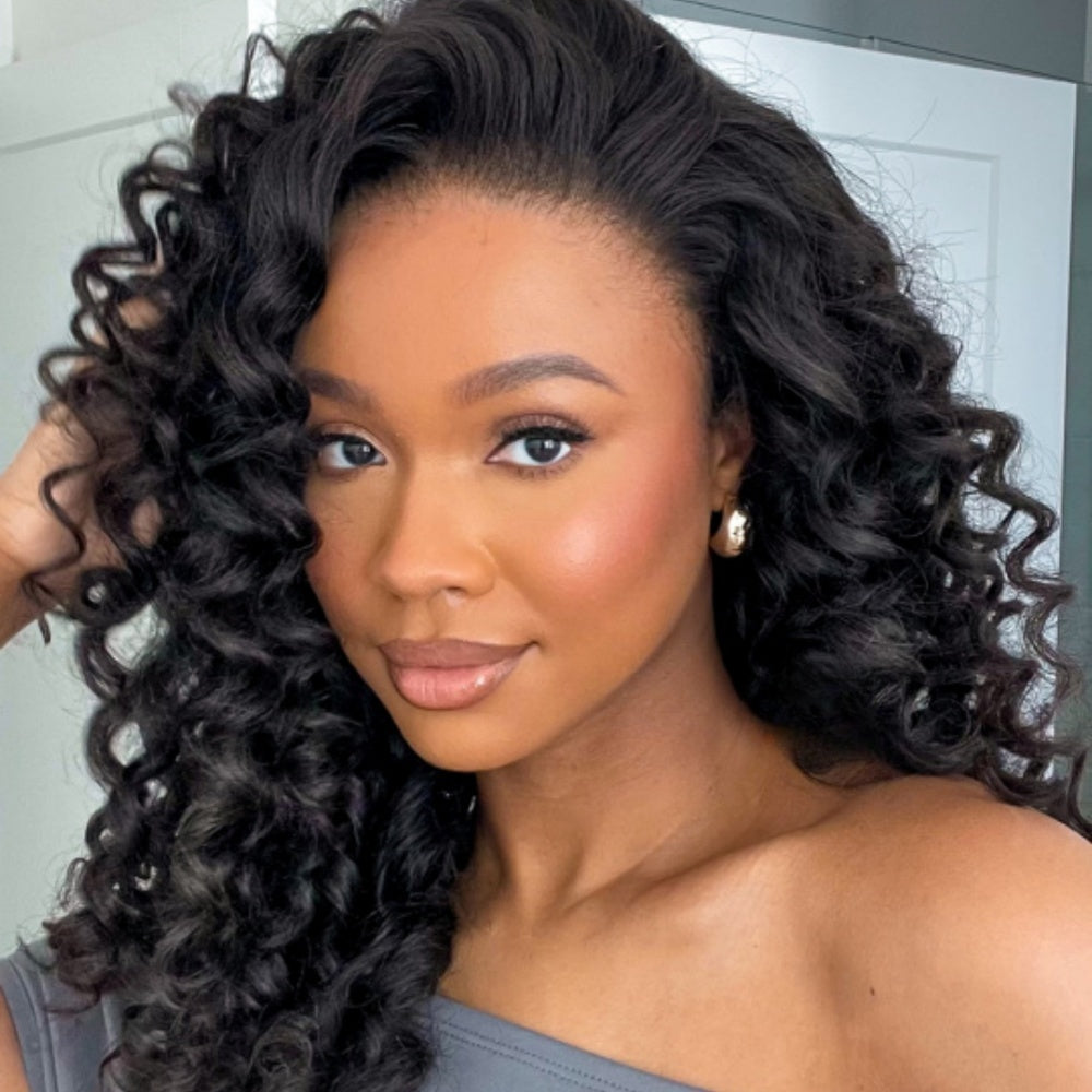UPGRATED BURMESE CURL Glueless Air Cap "Mini Knotless" 5X5/13X6 HD Lace Front Wig