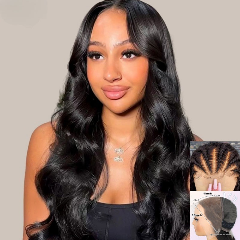 "Mini Knotless" 13x4 Full Frontal HD Lace Pre-plucked Hairline Wig - Body Wave