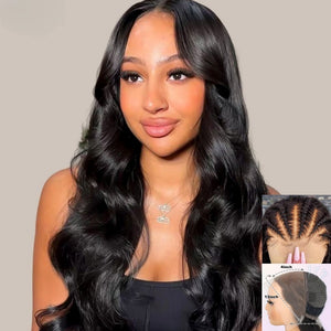 "Mini Knotless" 13x4 Full Frontal HD Lace Pre-plucked Hairline Wig - Body Wave
