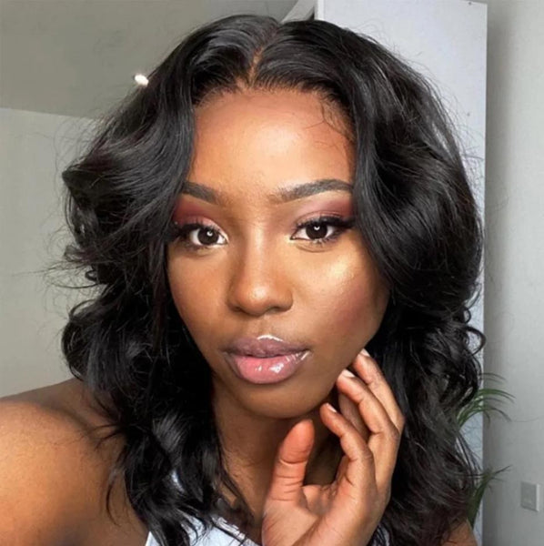 Full Lace Body Wave Bob Wig WIth Full  Fake Scalp Wigs