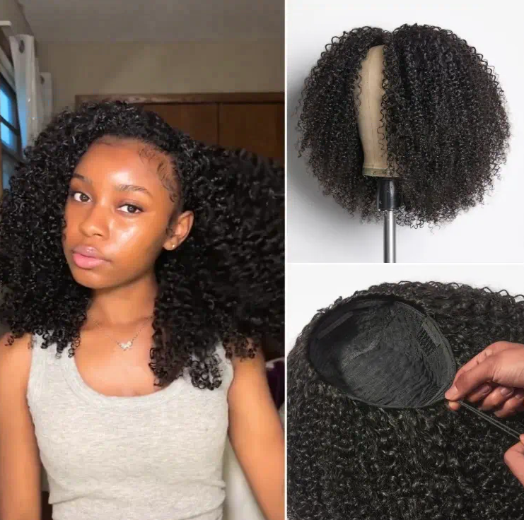 Flip-Over Half Wig Kinky Curly With Drawstring