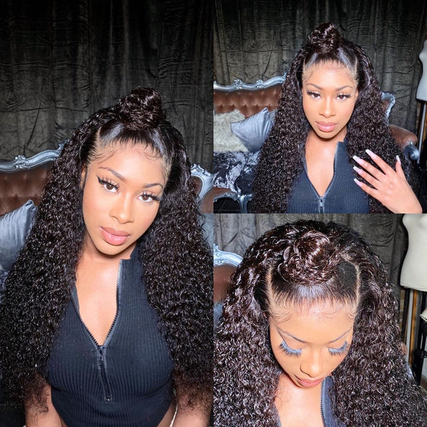 Upgraded Full Lace Wig (All Lace No Mesh) Super Pre-plucked Swiss/Transparent Lace Human Hair Wig with Invisible Strap Curly