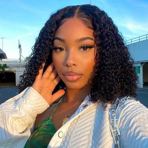 Curly Bob Wig Lace Front  Bob Fake Scalp Wigs