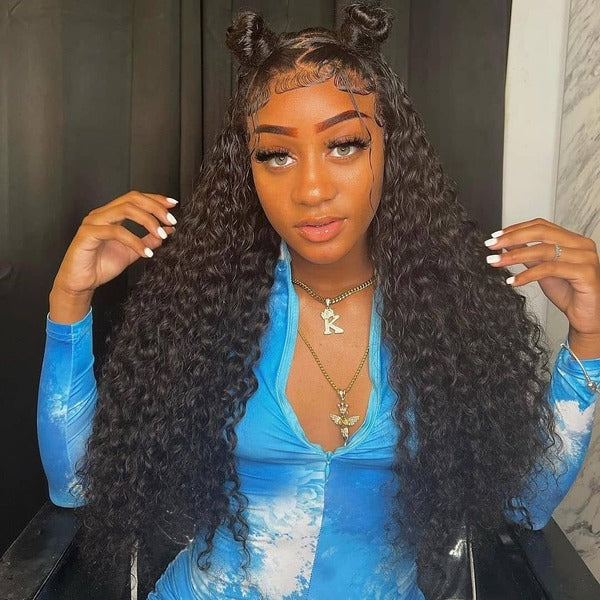 13x6 Fitted Cap Glueless HD Lace Super Pre-Plucked Custom Hairline Curly Wig