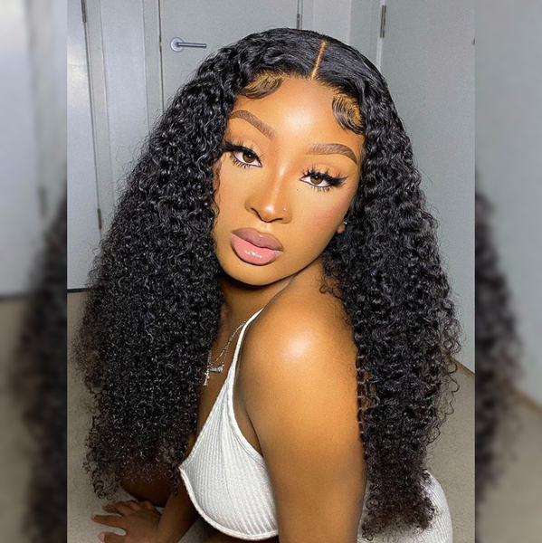 Upgraded Full Lace Wig (All Lace No Mesh) Transparent Lace Human Hair Wig with Invisible Strap Curly