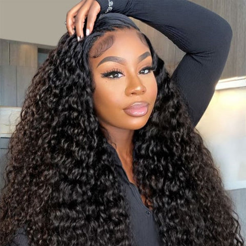 13x6 Full Frontal Drawstring  Pre-Cut Swiss Lace Closure Wig - Curly
