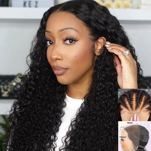 "Mini Knotless" 13x4 Full Frontal HD Lace Pre-plucked Hairline Wig - Curly