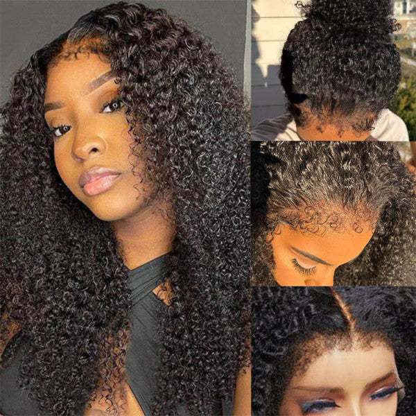 Natural Curly Edge Skin Melt Lace Frontal Wig Curly