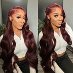 13x4/13x6 Transparent Lace Pre-plucked Dark #99J Burgundy Human Hair Wig
