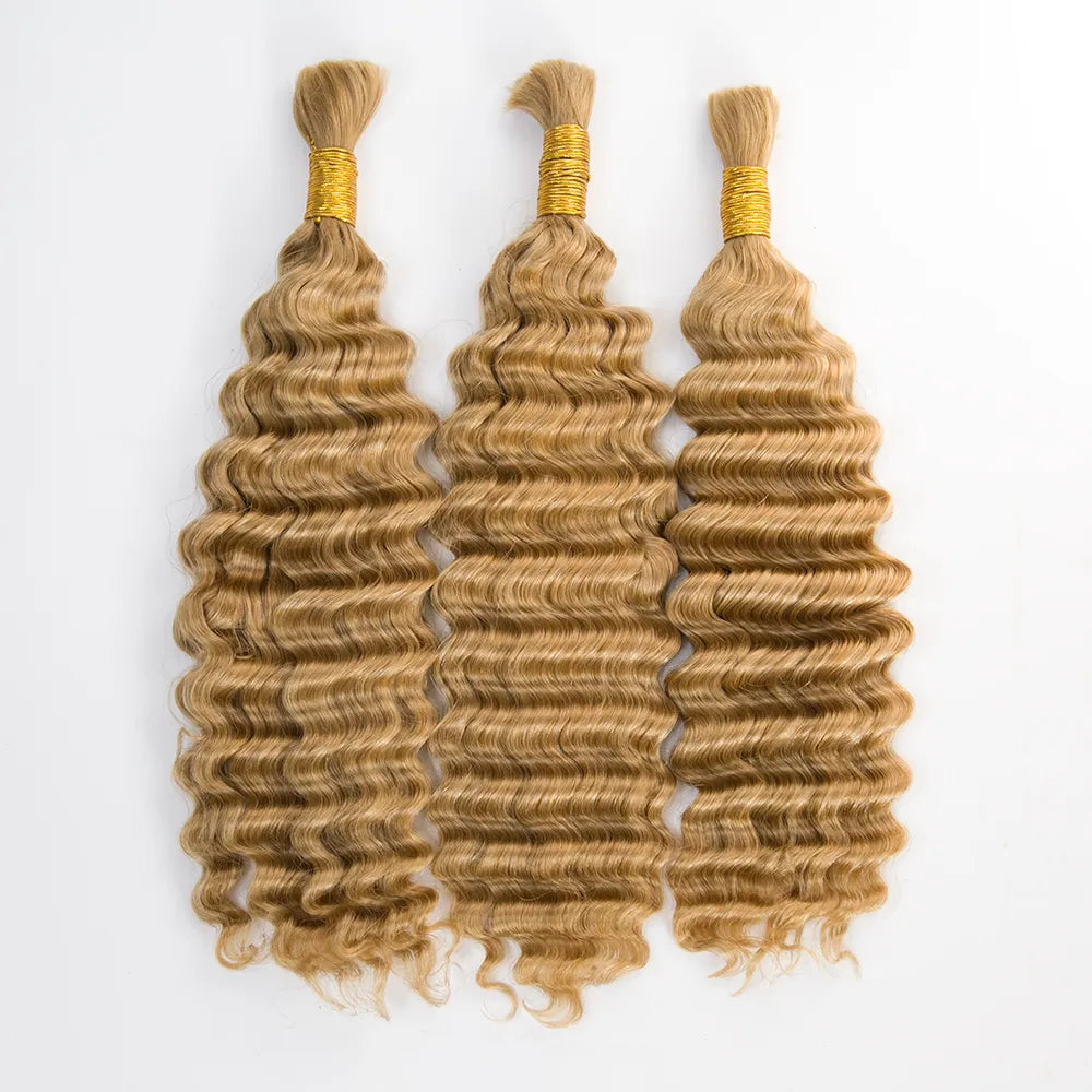 Honey Blonde Color Deep Wave Bulk Hair Bundles