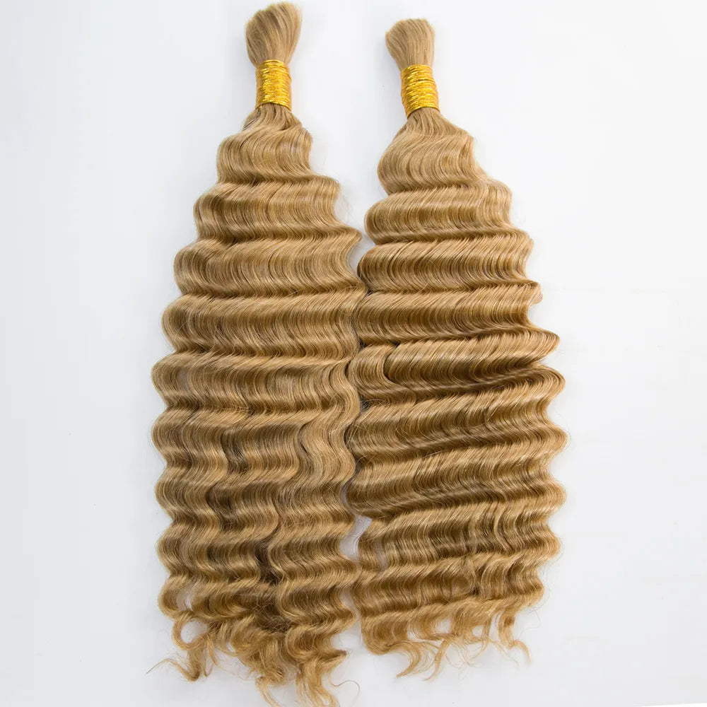 Honey Blonde Color Deep Wave Bulk Hair Bundles