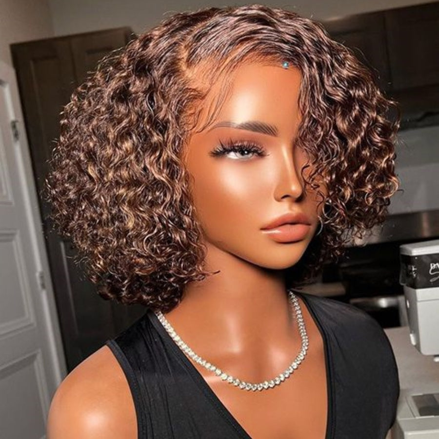 13X4/13X6 Lace Front Pre-plucked Hairline Brown 250% Density Wig - Curly Bob