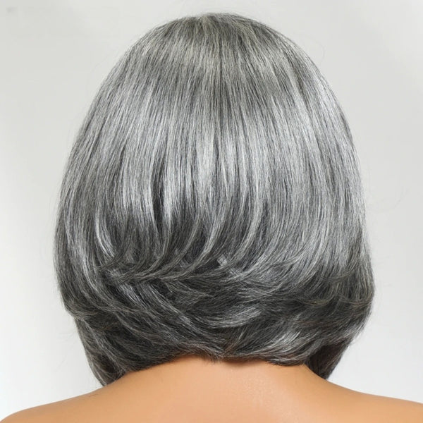【Lux Customization】Layered Grey Bob Salt and Pepper 13x6 Swiss Lace Front wig