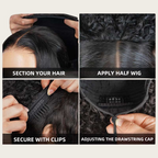 Flip-Over Half Wig Curly Hair with Finger Coily Ends With Drawstring