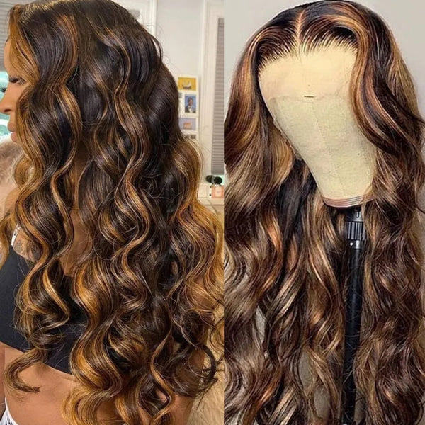 7X5 Drawstring  Pre-Cut Swiss Lace Closure Color Wig - Body Wavy Highlight