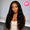 PRE-CUT EAR TAB 360 Lace “Mini-Knotless” Swiss Lace With Invisible Adjustable Strap - Natural Wave