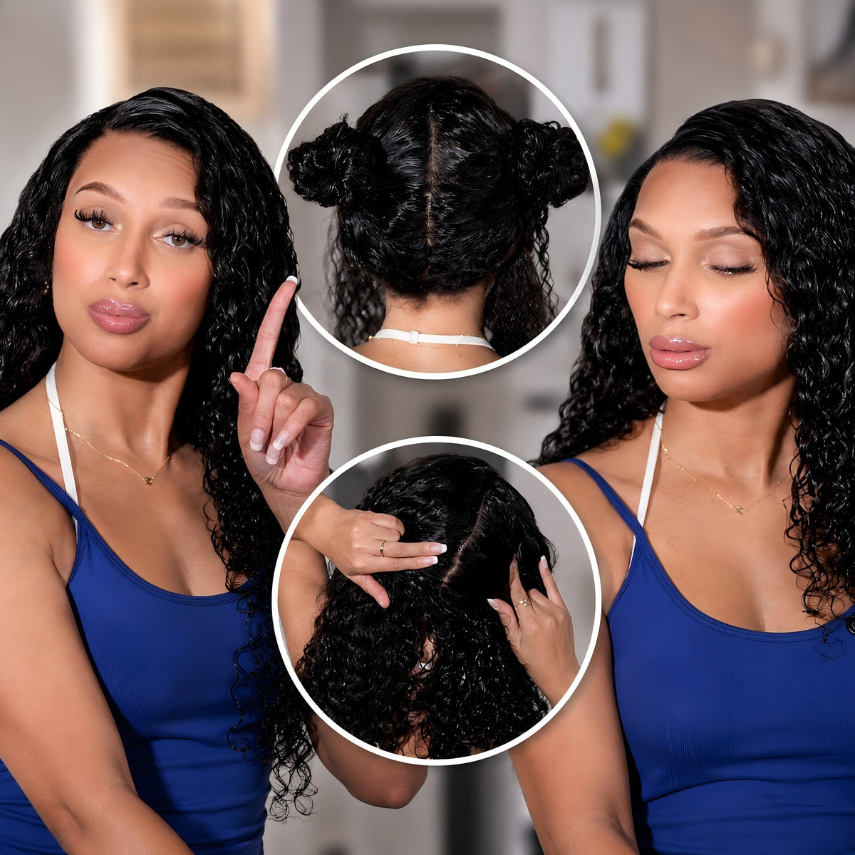 Water Wave Full Lace Fake Scalp Wigs