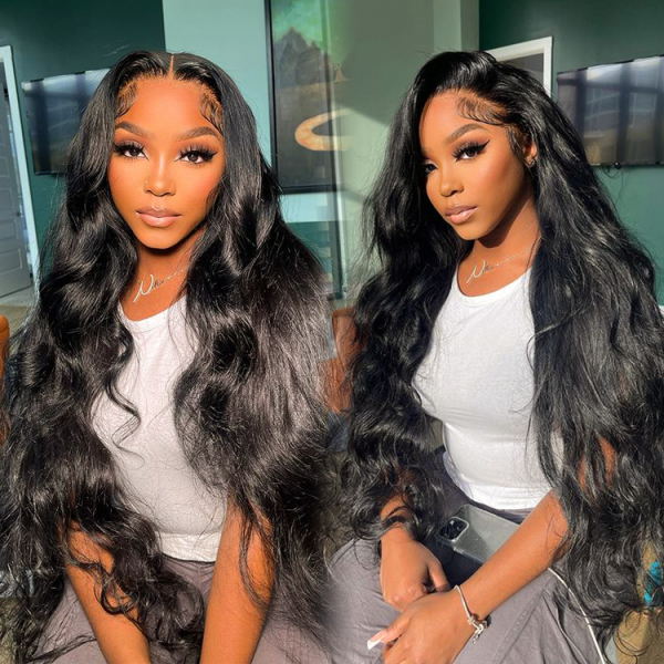 13x4 Swiss Lace Front Natural Black/#4 Brown Pre-Plucked 150%180%200% Body Wave Wig