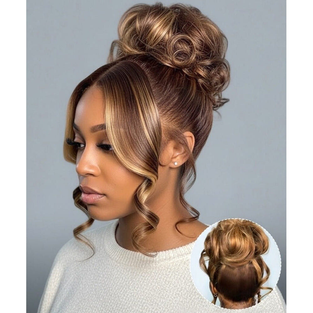 New 360 FlexFit Invisible Straps Swiss Lace Highlight Pre-Plucked Human Hair Wig