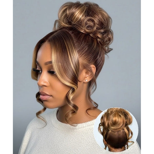 New 360 FlexFit Invisible Straps Swiss Lace Highlight Pre-Plucked Human Hair Wig