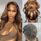 New 360 FlexFit Invisible Straps Swiss Lace Highlight Pre-Plucked Human Hair Wig