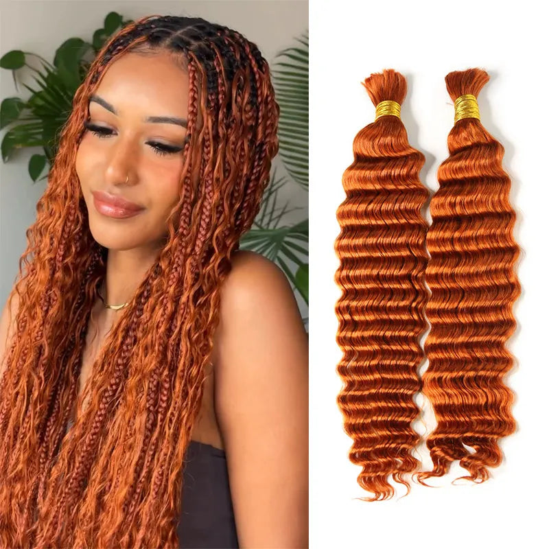 Ginger Orange Color Deep Wave Bulk Hair Bundles