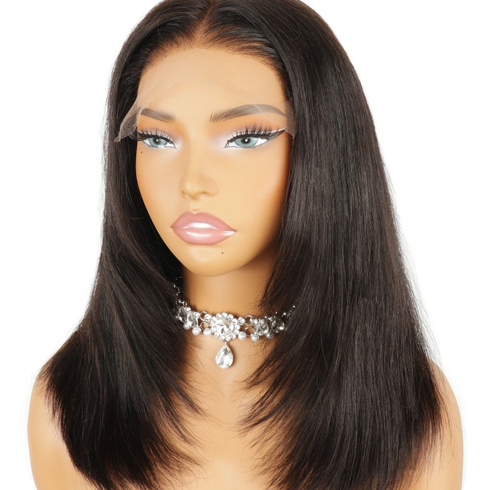 Layered Cut 13X6 Swiss Lace Front Pre-plucked Hairline 250% Density Bob Wig