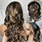 370 Fitted Cap Swiss Lace Body Wave Highlight Wig With Invisible Adjustable Strap