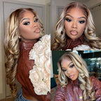 13x4 Transparent Lace Pre-plucked Brown With Blonde Highlights P4/613 Wig