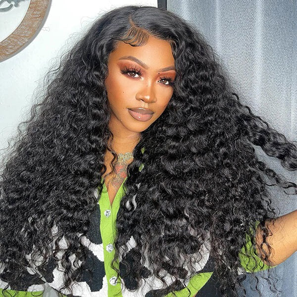 10x7 Max Parting Glueless Human Hair Drawstring Swiss Lace Wavy Wigs