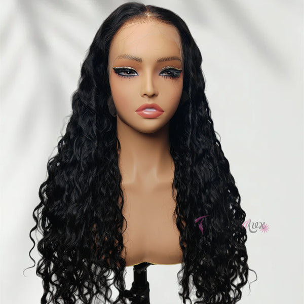 370 Fitted Cap Swiss Lace Indian Wave With Invisible Adjustable Strap