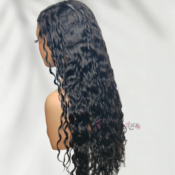 370 Fitted Cap Swiss Lace Indian Wave With Invisible Adjustable Strap