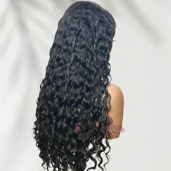 370 Fitted Cap Swiss Lace Indian Wave With Invisible Adjustable Strap