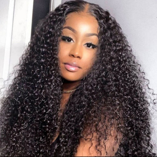 13x6 Full Frontal Drawstring  Pre-Cut Swiss Lace Closure Wig - Kinky Curly
