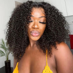 Kinky Curly Lace Front Bob Fake Scalp Wigs