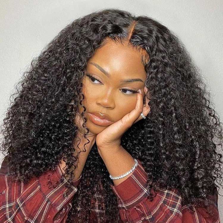 370 Fitted Cap Swiss Lace Kinky Curly With Invisible Adjustable Strap