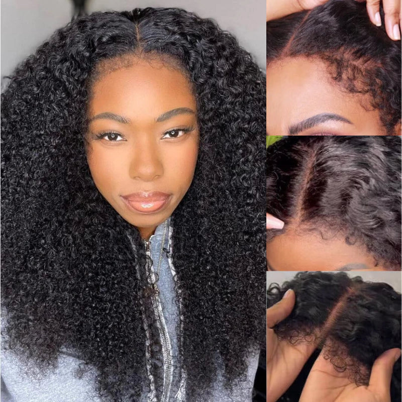PRE-CUT EAR TAB 360 Lace Swiss Lace Kinky Curly With Invisible Adjustable Strap And Curly Edges All Around