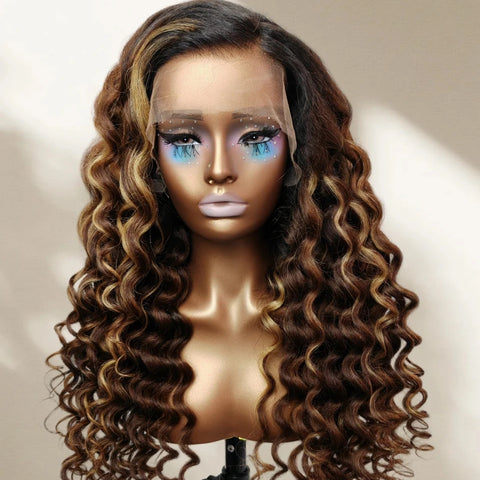 "Mini Knotless"13x6 Fitted Cap Glueless HD Lace Highlight Super Pre-Plucked Hairline Kinky Loose Wig
