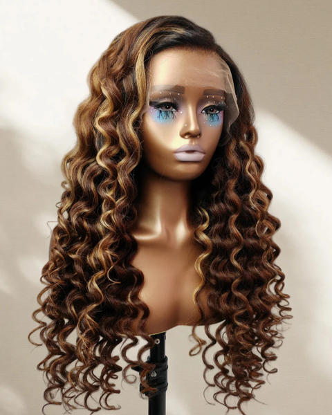 "Mini Knotless"13x6 Fitted Cap Glueless HD Lace Highlight Super Pre-Plucked Hairline Kinky Loose Wig