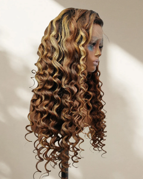 "Mini Knotless"13x6 Fitted Cap Glueless HD Lace Highlight Super Pre-Plucked Hairline Kinky Loose Wig
