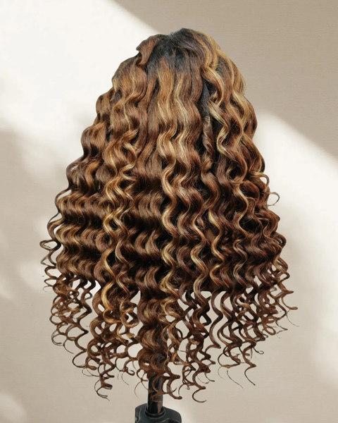 "Mini Knotless"13x6 Fitted Cap Glueless HD Lace Highlight Super Pre-Plucked Hairline Kinky Loose Wig