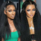 "Mini Knotless" 13x4 Full Frontal HD Lace Pre-plucked Hairline Wig - Kinky Straight