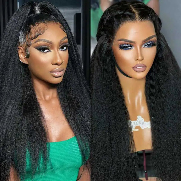 "Mini Knotless" 13x4 Full Frontal HD Lace Pre-plucked Hairline Wig - Kinky Straight